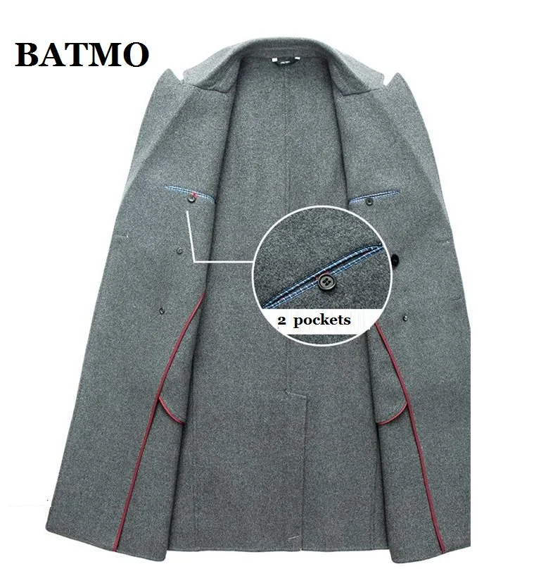 BATMO Новое поступление Зима Высокое качество 70% шерсть длинный Тренч мужской