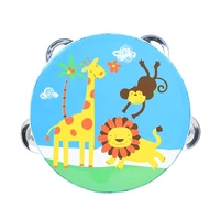 85ab cartoon wooden drum handheld tambourine freestyle hand bell musical percussion instrument for family party child tambourine