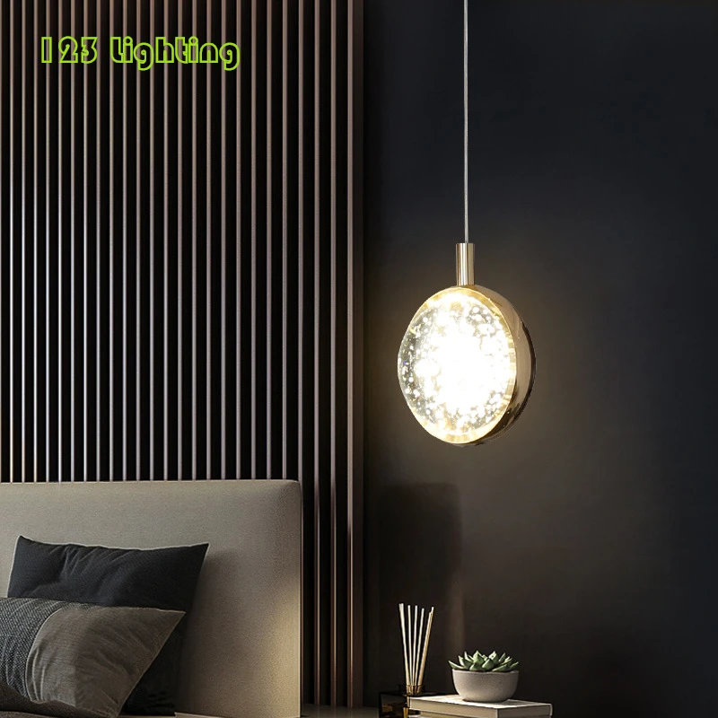 

Bubble Crystal LED Pendant Lights Restaurant Bar Bedside Hanglamp Cord Adjustable Transparent Ball Modern Lamp Home Deco