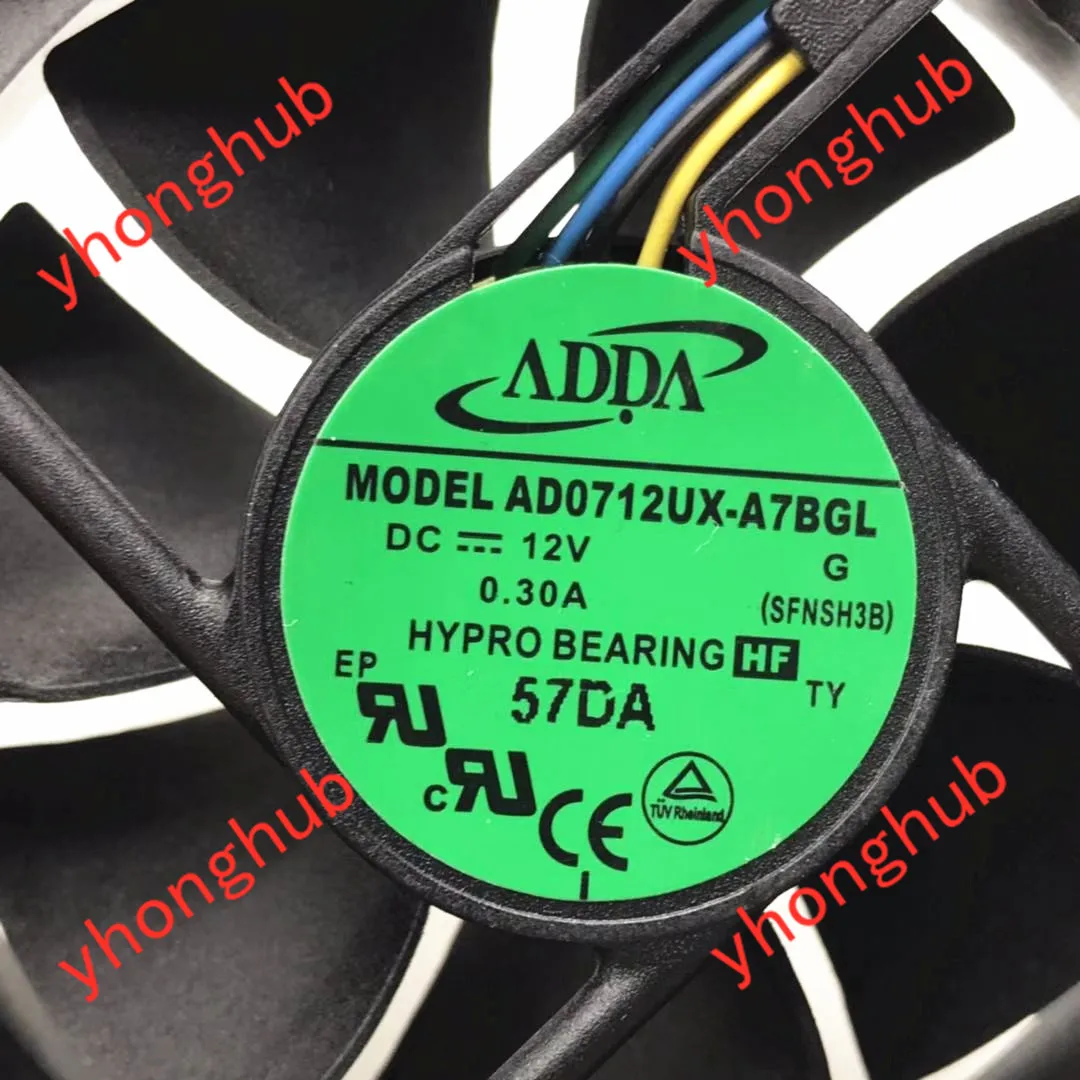 ADDA AD0712UX A7BGL DC 12V 0.30A 70x70x25 мм 4 провод Сервер вентилятор охлаждения|Кулеры и системы