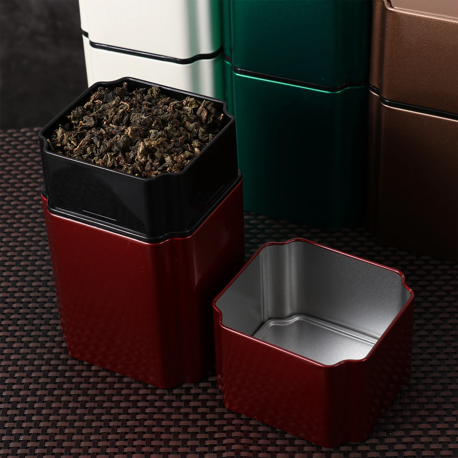 Маленький портативный металлический чайный контейнер с крышкой влагостойкий