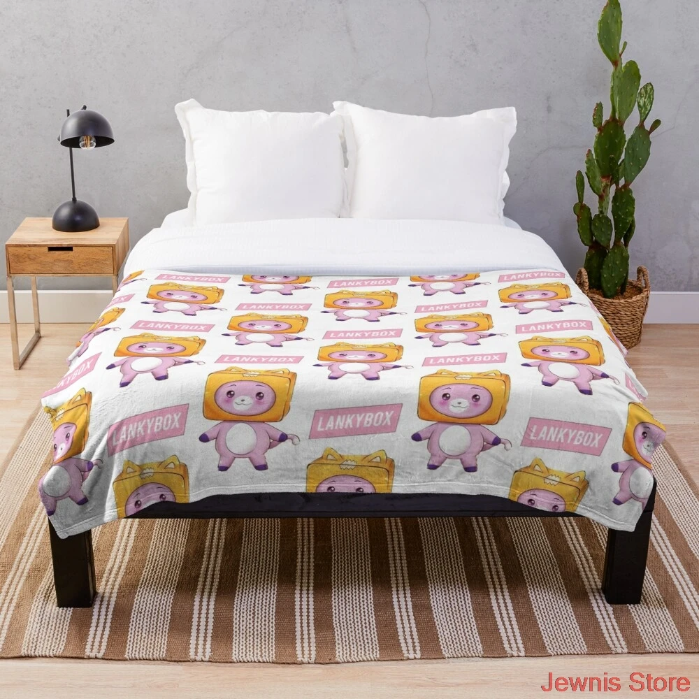 

Lankybox Blanket Fleece Cartoon Print Children Warm Bed Throw Blanket newborn bayby Adult Blanket