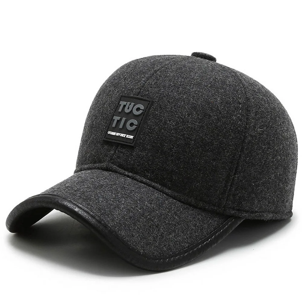 

Autumn And Winter Man Baseball Caps Casual Style Woolen Labeling Decoration Outdoor With Ear Protection Male Cool Hats