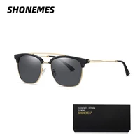 shonemes mens polarized sunglasses double bridge 55mm half frame brand shades outdoor driving square eyewear for man