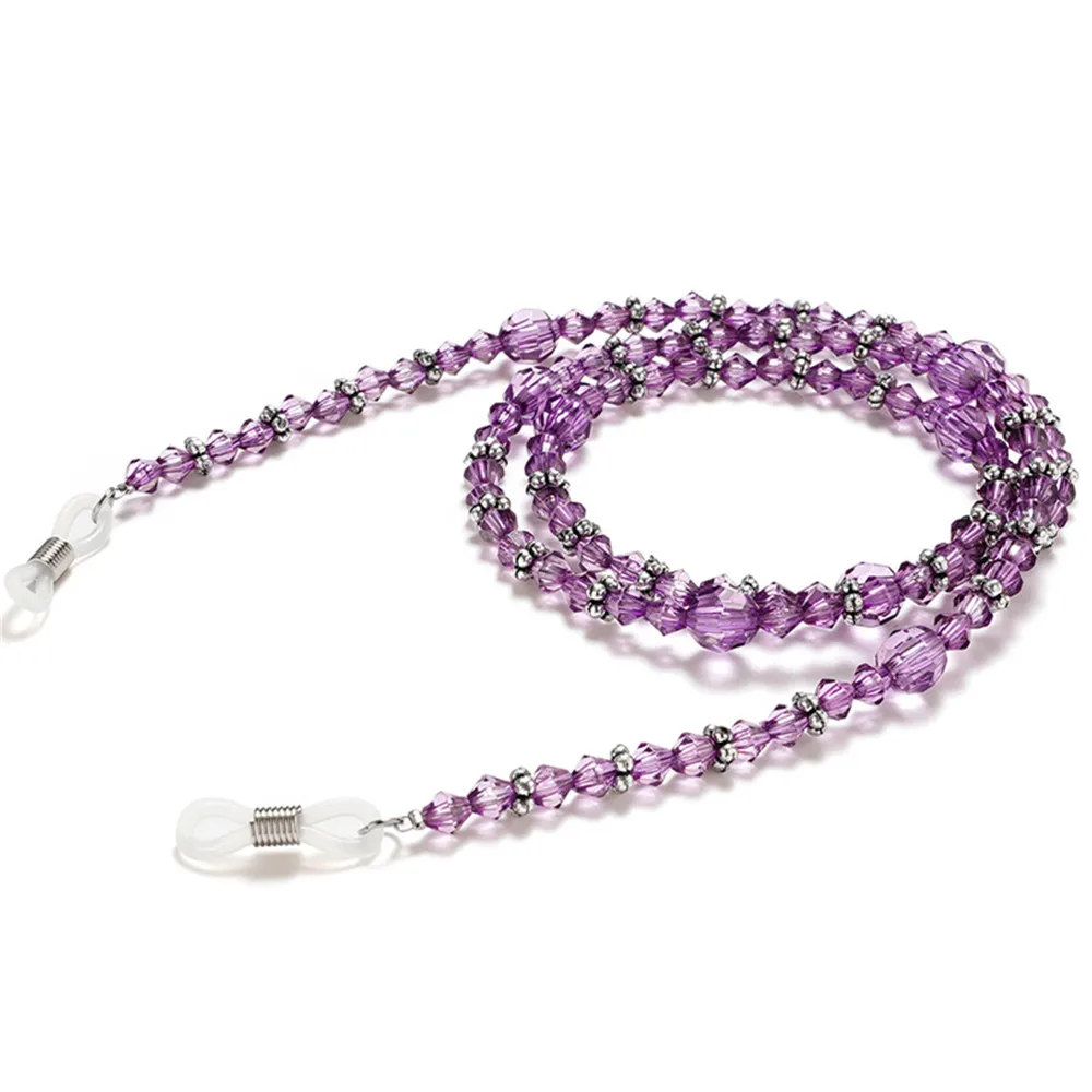 

Trendy Flower Purple Arcylic Beads Glasses Chains Lanyard Women's Neck Strap Rope Sunglasses Cord Holder Accessory Gift 2021