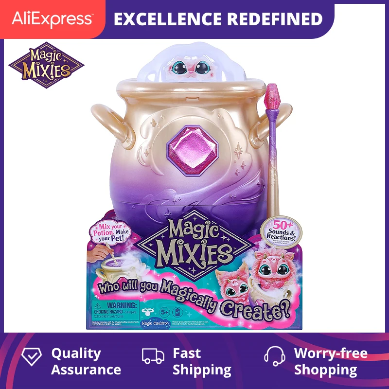 

Волшебная игрушка Mixies, Розовый волшебный туманообразователь, электронный интерактивный 8-дюймовый плюшевый игрушечный 50 + звуков и реакций,...