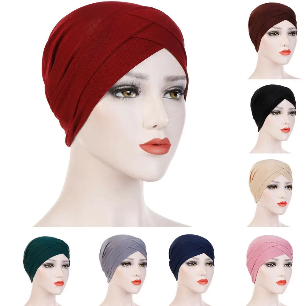 Ladies Womens Hair Loss Scarf Cancer Chemo Cap Muslim Turban Solid Hat Head Wrap | Аксессуары для одежды