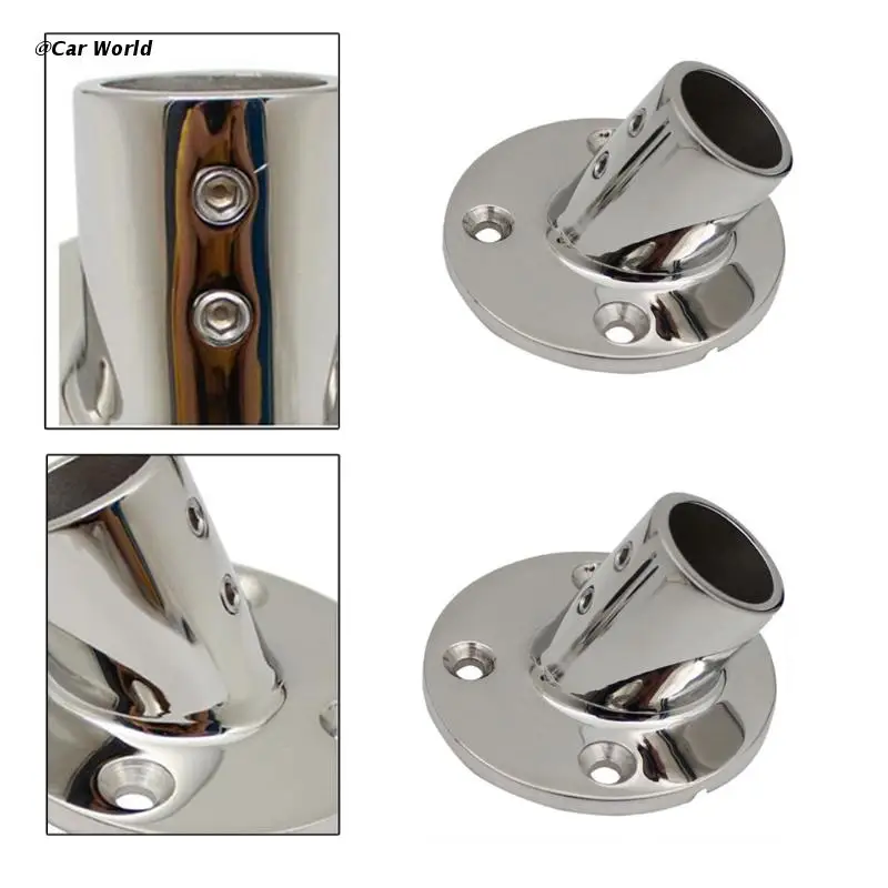 Marine 316 Stainless Steel 60 Degree 22/25mm Round Tube Base Hand Rail Railing Pipe Fitting Rowing Boats Yacht Accessory