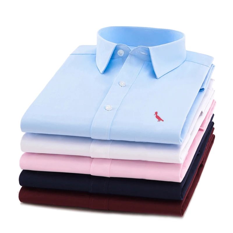 Business 2021 Shirts New Business Man Long Sleeve Work Camisa Slim Fit Attire Cotton Bird Logo Men Dress Shirt