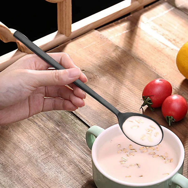 8 шт. ложки из нержавеющей стали для супа азиатские с длинной ручкой риса столовые