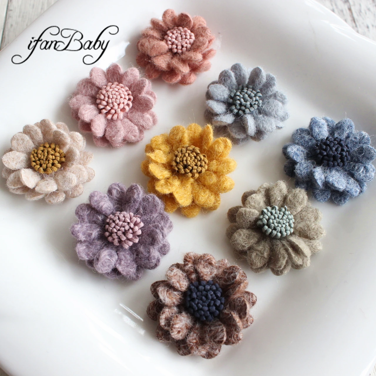 3.8cm Soft Warmer Wool Korean Daisy DIY Handmade Flower Hair Accessories Floral Fabric Flowers