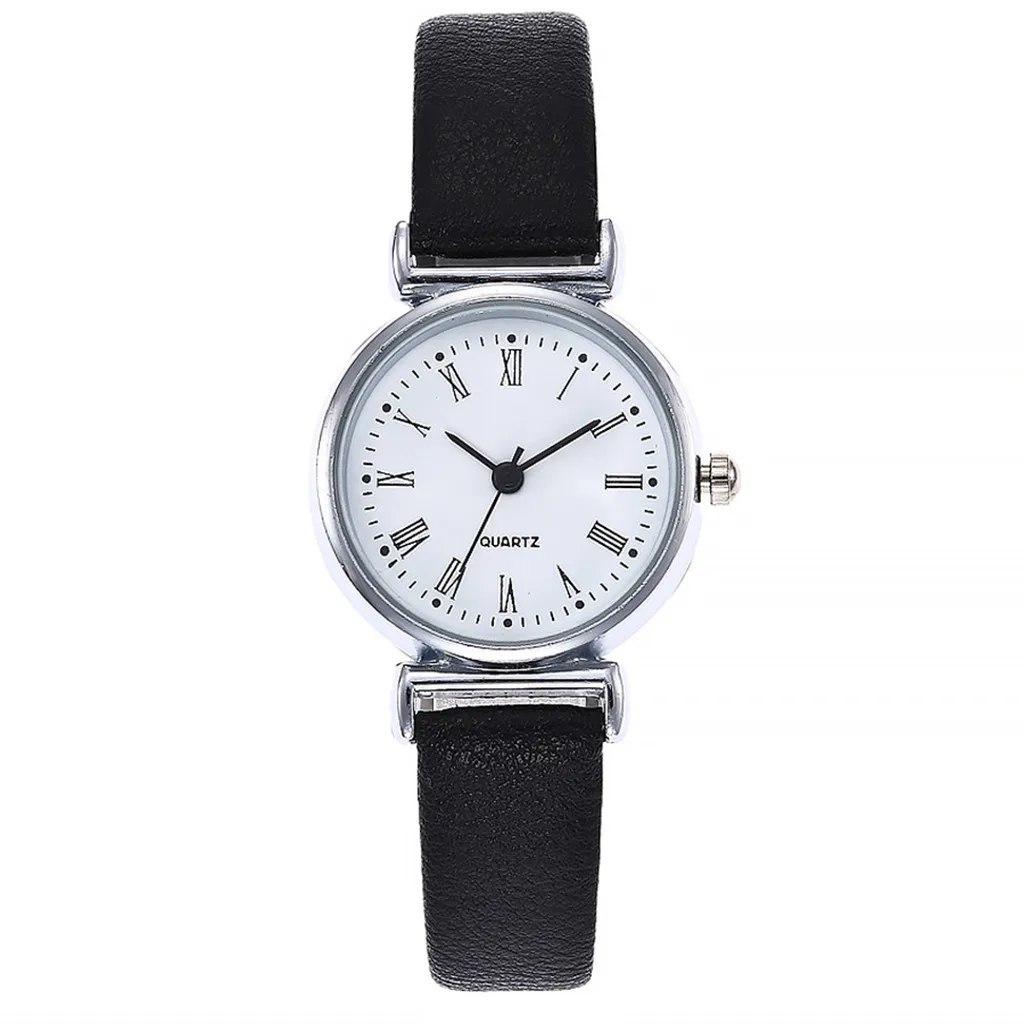 Элегантные женские часы с арабскими цифрами маленькие кожаными кварцевыми