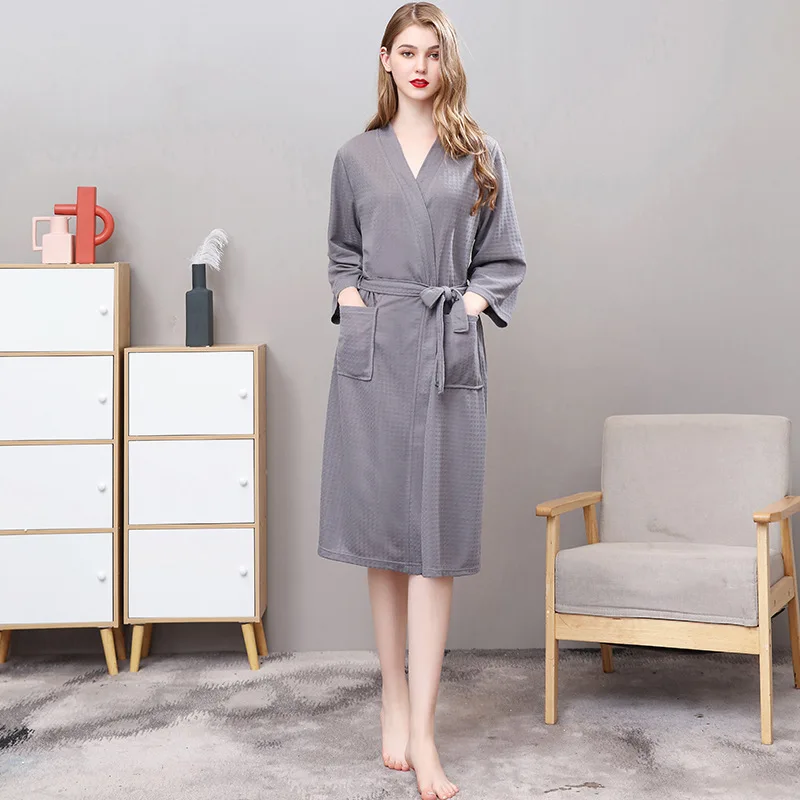 Sexy Women/Men Kimono Bathrobe Sleepwear Spa Robe Nightwear Unisex Nightgown Plus Size Lovers Sets Waffle ropa sexy hombre | Женская