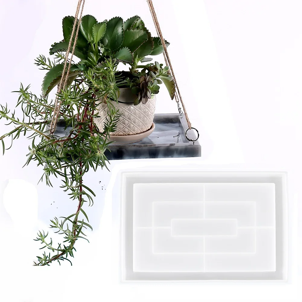 

DIY Crystal Epoxy DIY Pendulum Table Mould Hanging Basket Flower Pot Bottom Support Epoxy Mould Rectangular Storage Mould
