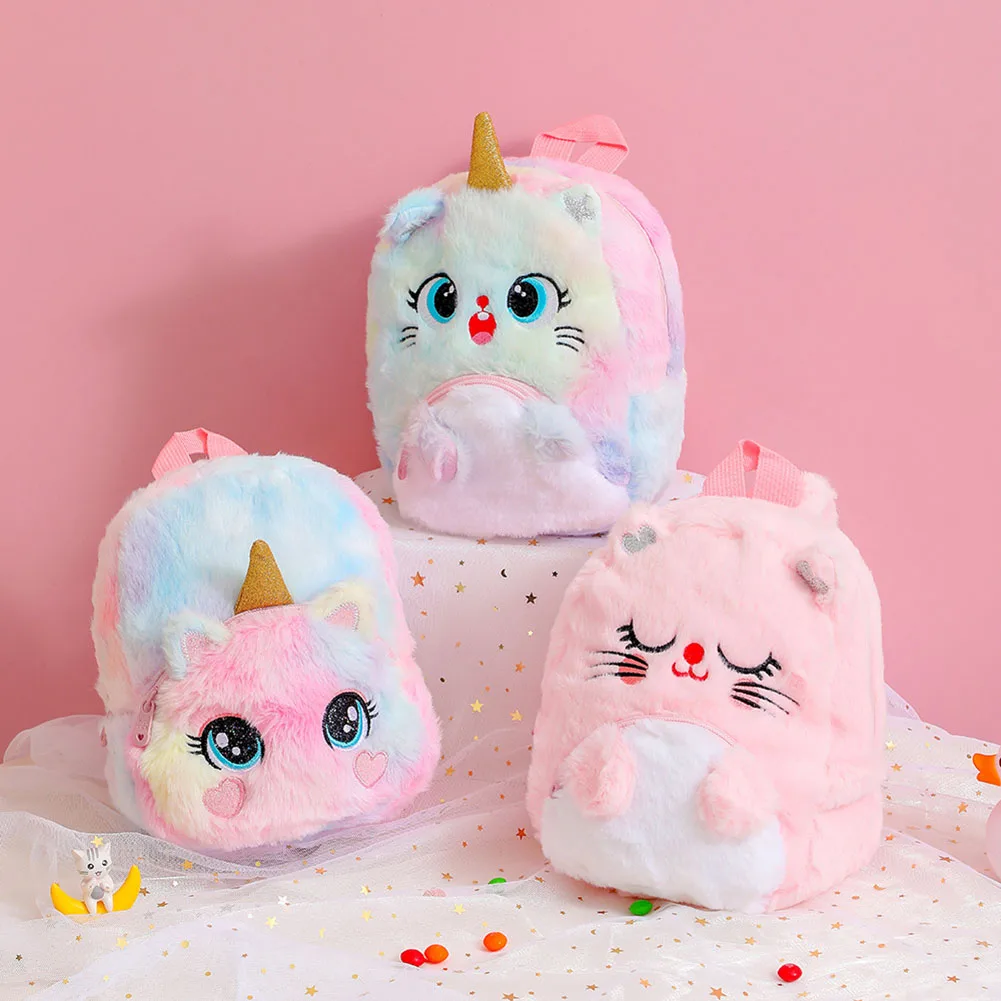 

Children's Bag Fashion Cute Colorful Big Eyes Plush Horn Horse Backpack Cartoon for Kindergarten Kids Boy Girls Small School Bag