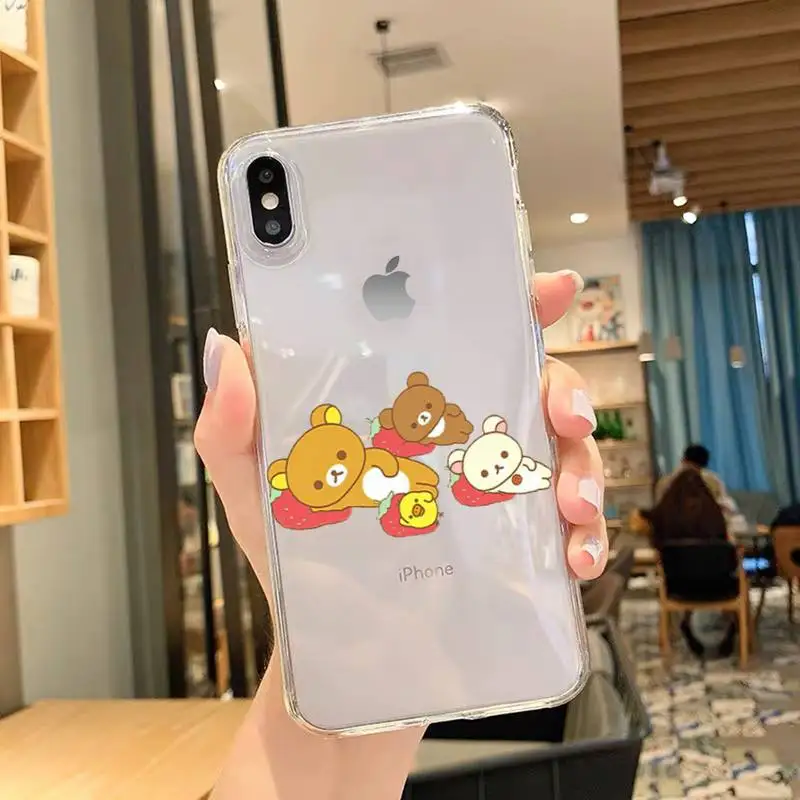 Милый чехол Rilakkumas для телефона iPhone 11 12 Mini 13 Pro XS Max X 8 7 6s Plus 5 SE XR прозрачный |