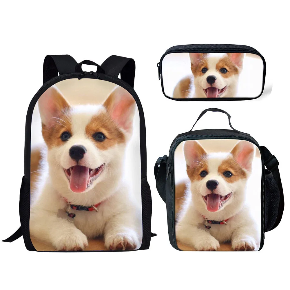 

3D Corgi Printing School Bags for Girls Cute Puppy School Bag Children 3pcs/set Primary Schoolbag Backpack Kids Book Bag