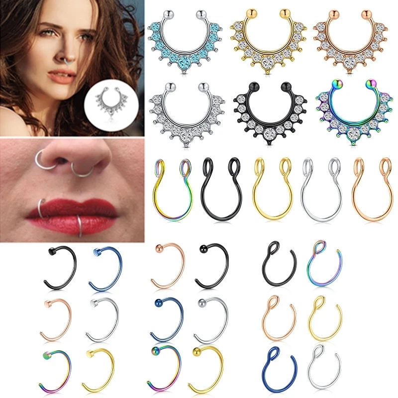 

Кольцо для имитации пирсинга носа, Ювелирное Украшение для имитации перегородки, 8 мм, 316L, 1 шт., 20 г