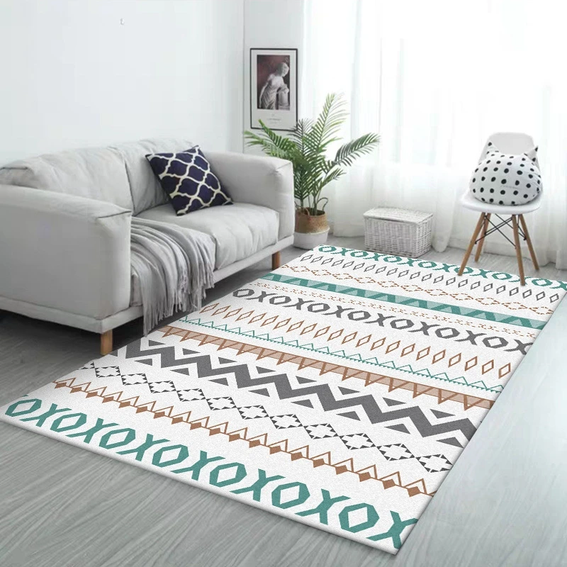 Nordic Style Geometric Printed Carpet and Rug Living Room Coffee Table Bedroom Bedside Tapete Home Decoration Non-Slip Floor Mat