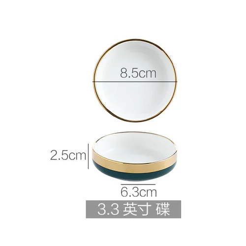 3.3 inch Dish Круглая Керамическая Посуда Пномпень темно-зеленая подставка для кухни чаши для риса и супа миска для дома глубокий рот тарелка лоток mx9061430 - Color: 3.3 inch Dish