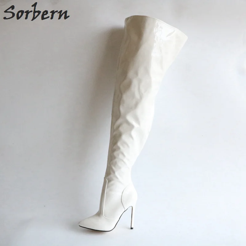 Женские дизайнерские ботфорты Sorbern на очень тонком высоком каблуке большие