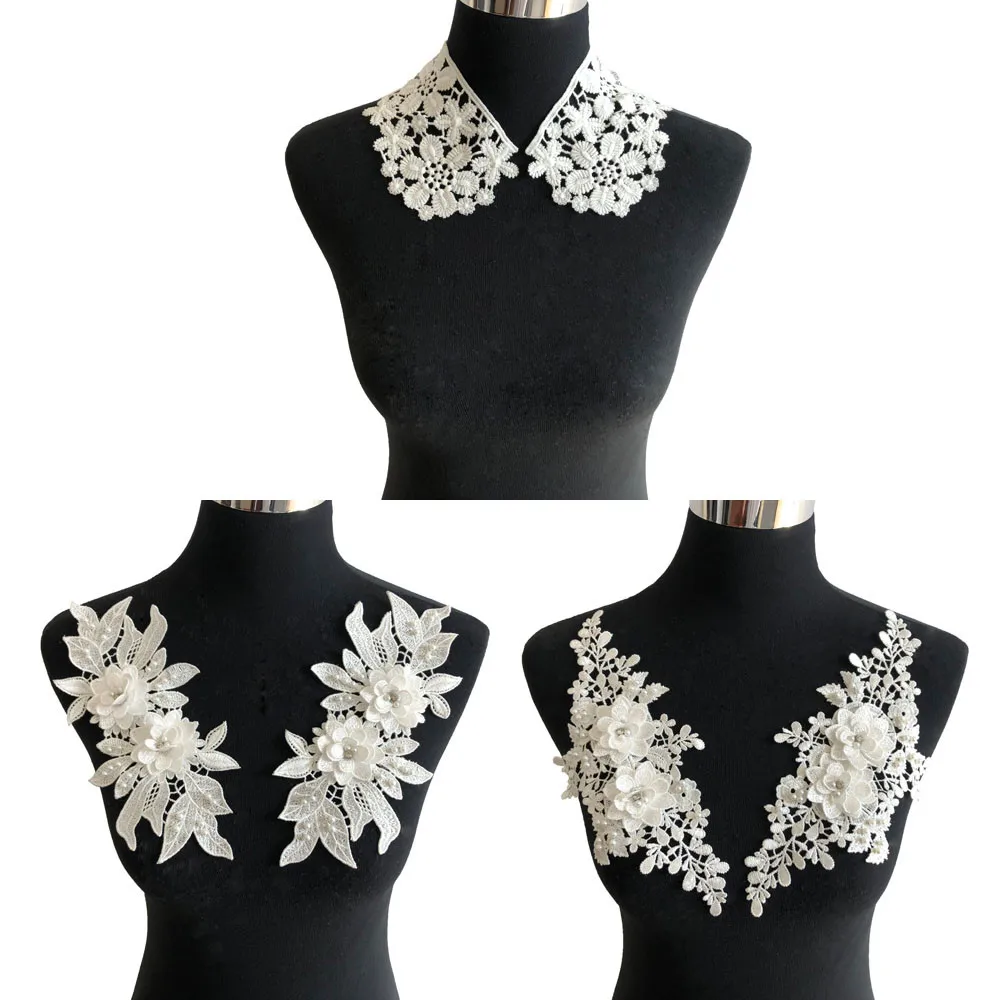 Белые цветы из полиэстера полые АБС жемчужные кружева искусственное 3D украшение