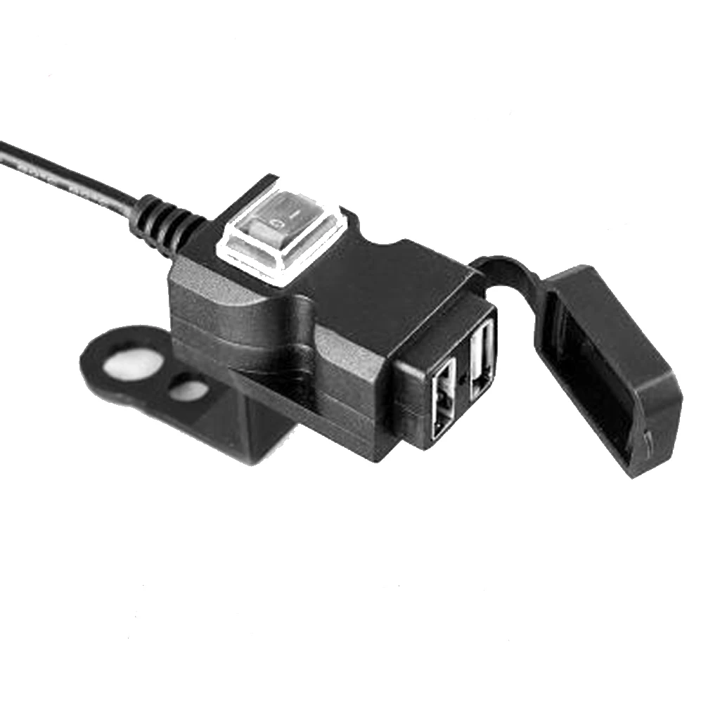 

Motorbike Dual USB Charger Plug and Rack Kit with Easy Installation, Over-current Protection 9-24V [Black]