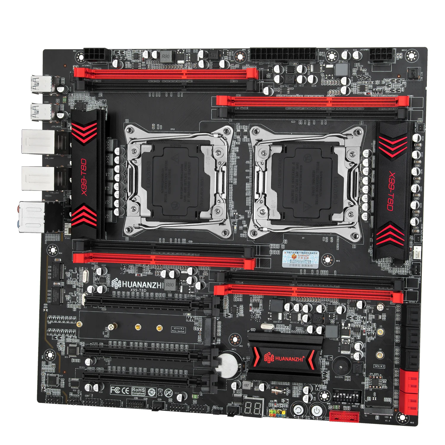 Материнская плата HUANANZHI X99-T8D с 8 разъемами DDR3 M.2 NGFF NVMe SSD слот для двух процессоров
