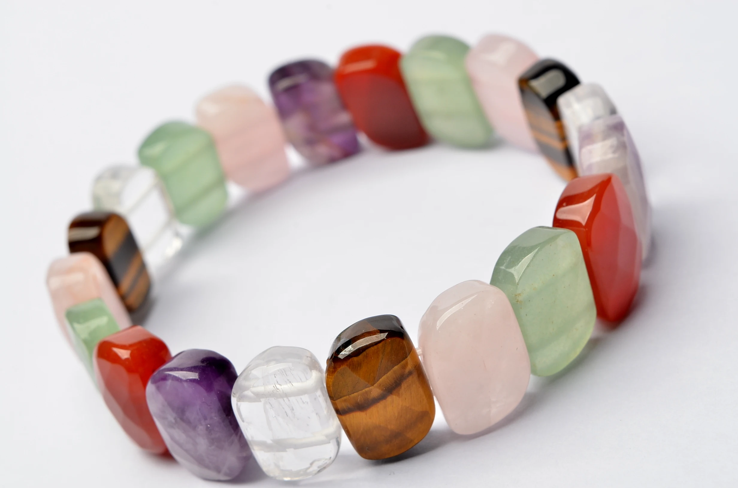 

Natural Treasure "S" shape Bracelets Geometry Long Beaded Stone Wrap Bracelet Elastic Bangle