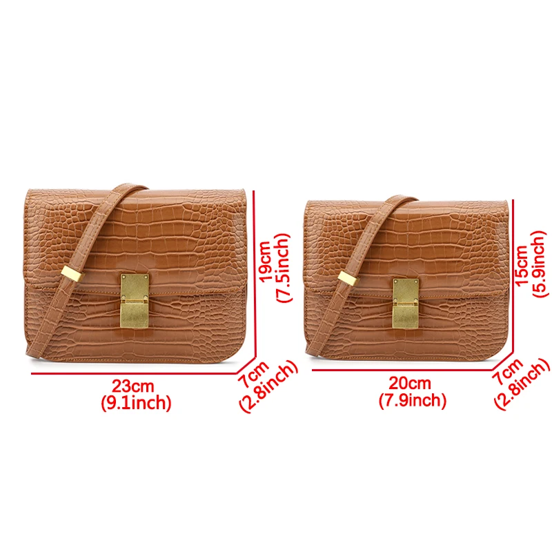 

Classic Design Metal Buckle Crossbody Bags For Women Crocodile Pattern Women Shoulder Bags Small Box Square Handbag Women's Bag