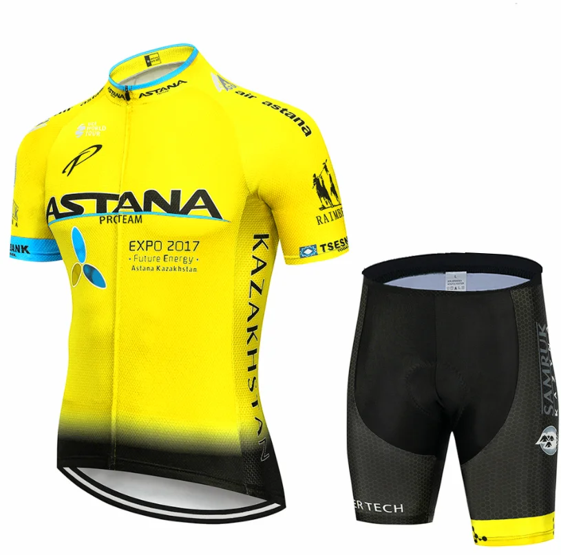 Cycling suit Команда Астана белая веломайка велосипед Джерси Ropa велосипед для мужчин лето Pro велосипедные майки Велоспорт гелиевая Подушка шорты - Цвет: Cycling suit