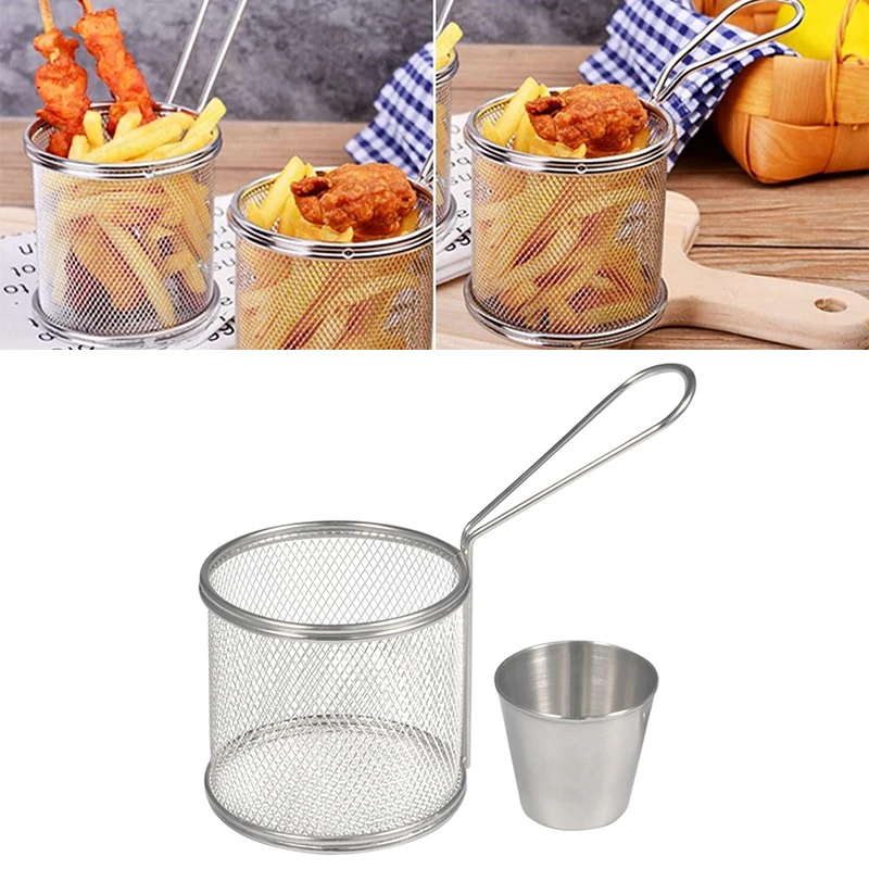 

4pcs/set French Fries Basket Portable Chips Mini Frying Basket Strainer Fryer Kitchen Cooking Chef Basket Colander Tool