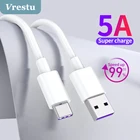 Кабель USB Type-C 5A для Huawei P40 Mate 30 Pro, кабель для быстрой зарядки и передачи данных для Honor V10, Xiaomi 10, Тип C, зарядный провод