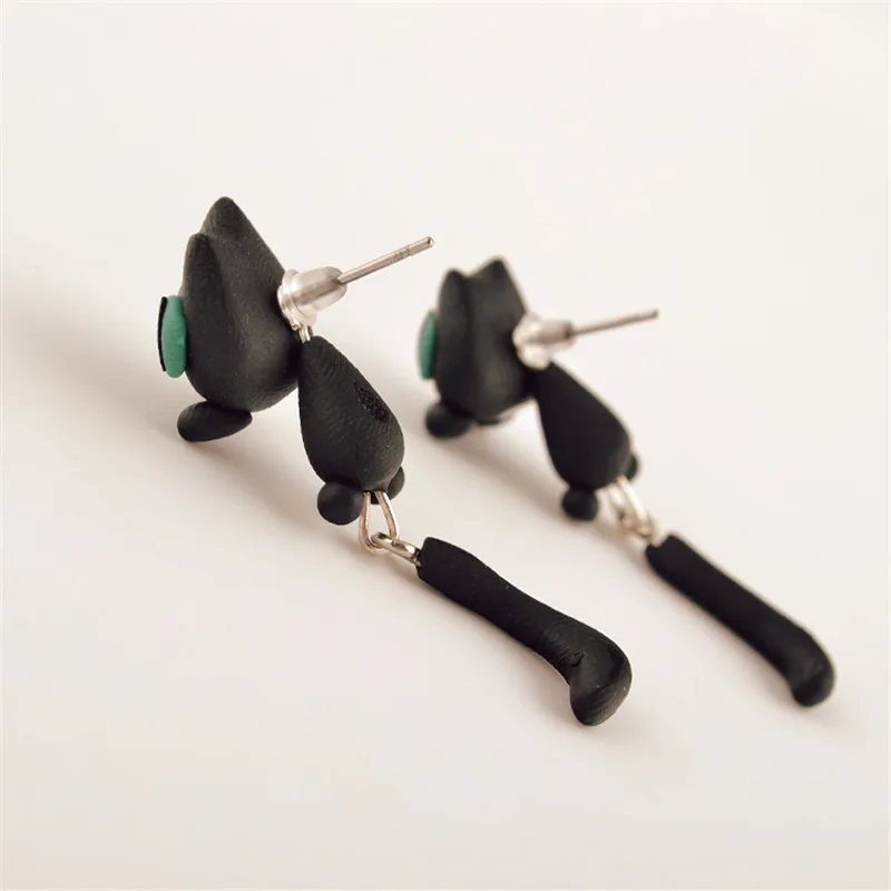 Модные серьги ручной работы из полимерной глины в виде милых кошек и животных с