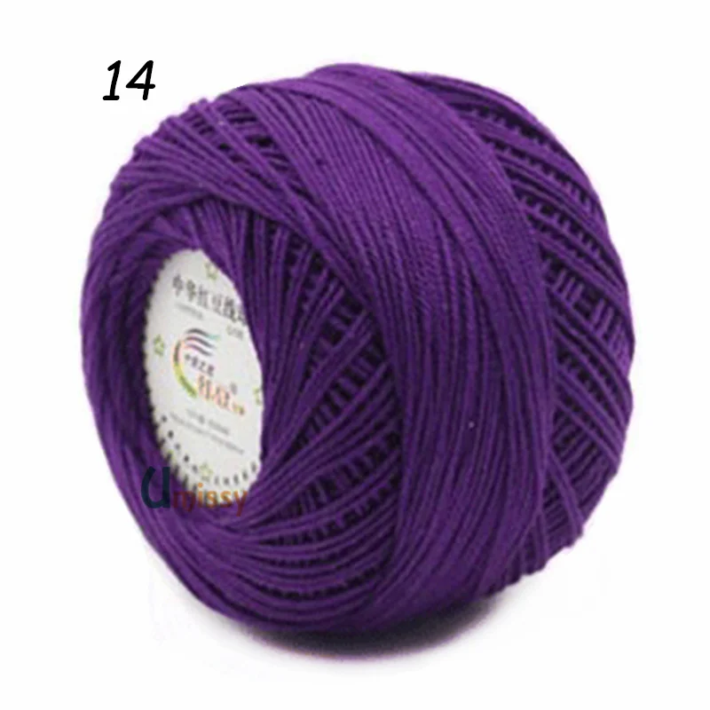 14 1pc 1 шт. Пряжа хлопок вязаные шапки3# Кружева Пряжи Хлопчатобумажной Пряжи для Вязания Тонкой Гребенной Пряжи С Использованием 2.5 мм Крючком 50 г/шт - Цвет: 14 1pc