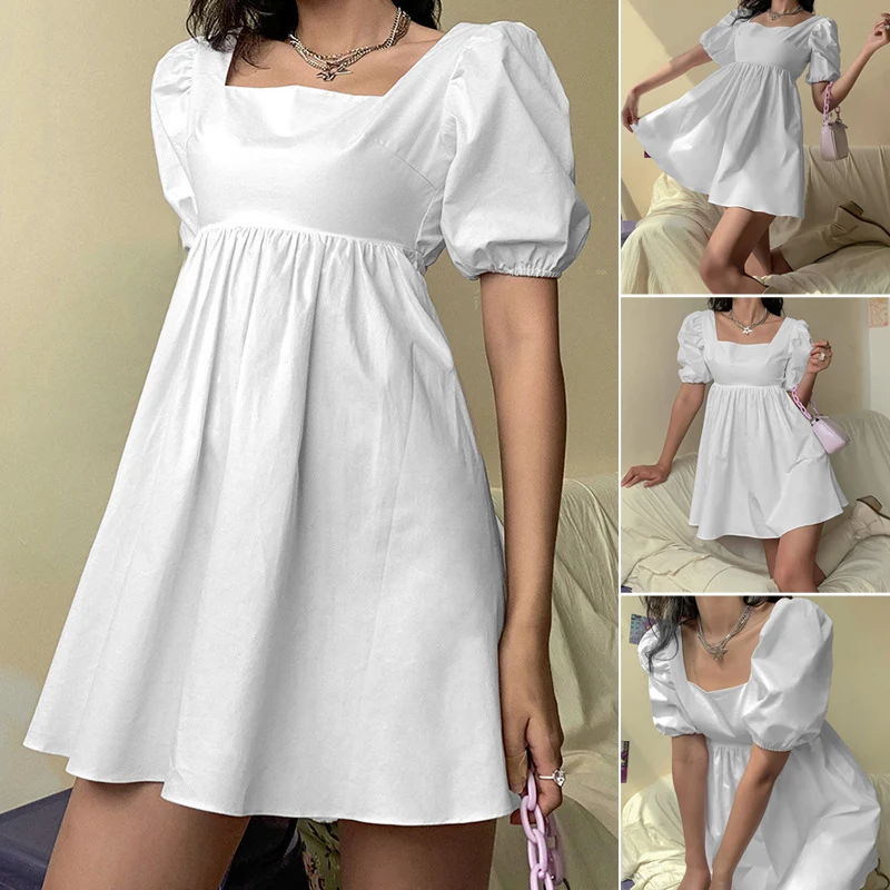 

Women Dress Cute Princess Puff Short Sleeve Summer Party Backless Clothing For Women SWD889