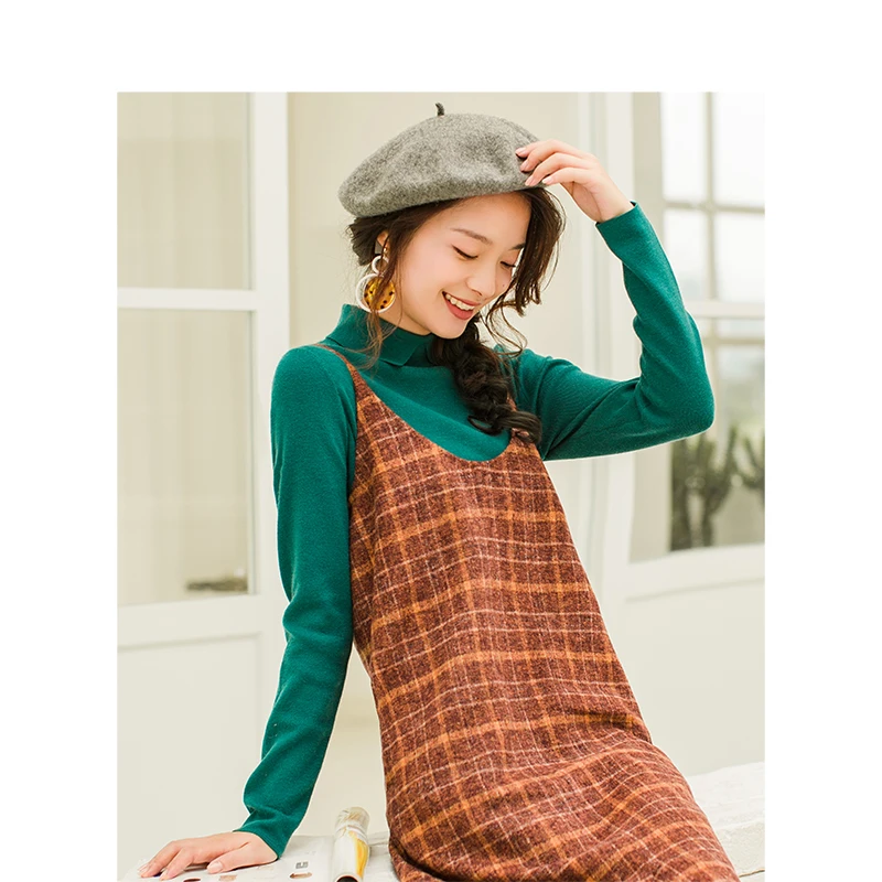 INMAN Winter New Arrival Female Solid Color Lapel Simple Casual Long Sleeve Knitting Women Pullover Sweater | Женская одежда