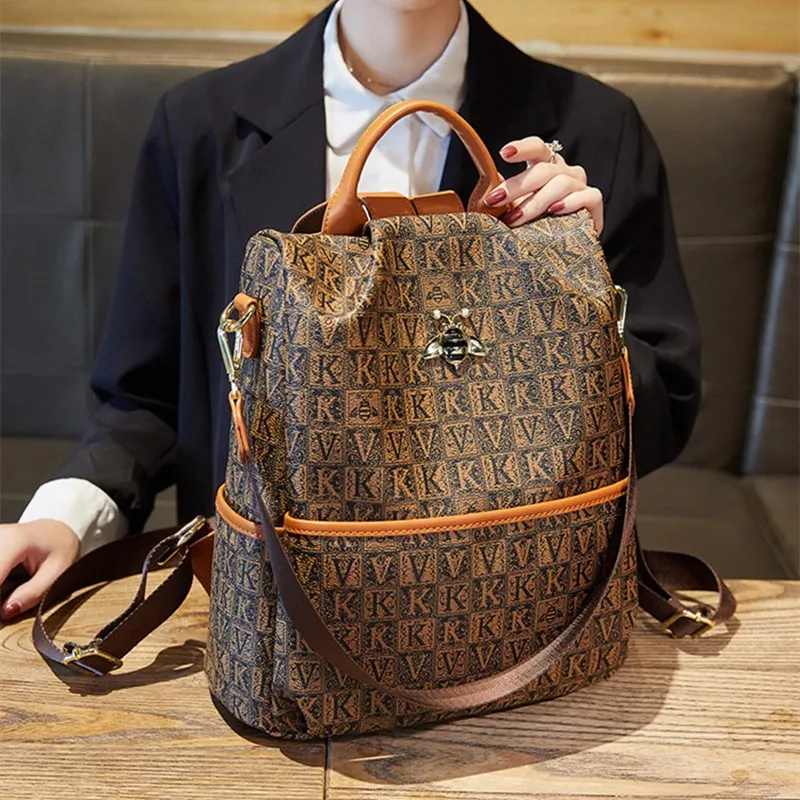 

2021 New Luxury Fashion Large Capacity Backpack Famous Designer High Quality Genuine Leather Women Backpack