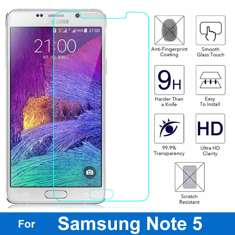 2 шт. 9H прозрачное закаленное стекло для Samsung Galaxy Note 3 4 5 2.5D Защитная пленка экрана