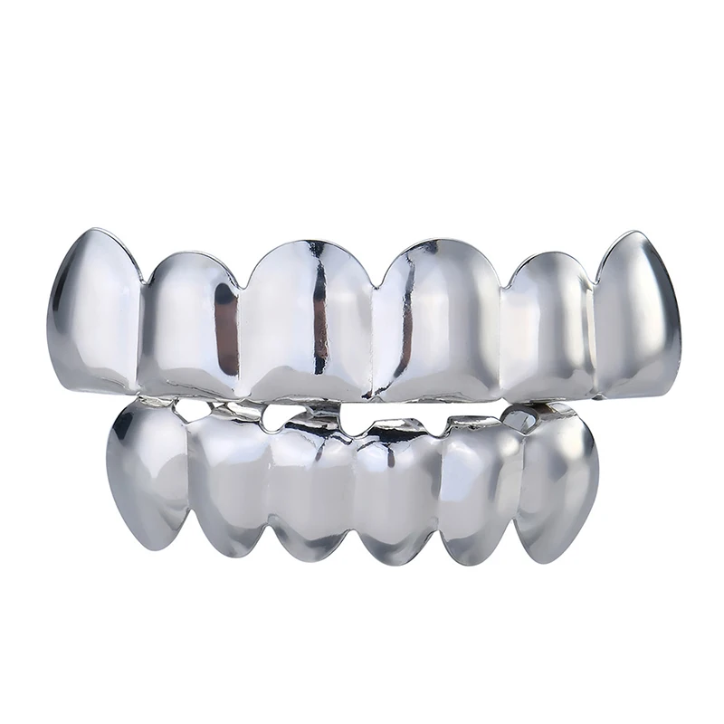 

Teeth Caps Gold Silver Plated Hiphop Teeth Grillz Top Bootom Groll Cosplay Set silicone Vampire teeth Gift Christmas Teeth Cover