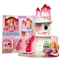 castle group long hair princess house villa bedroom childrens toys gift for girls model figure