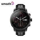 Смарт-часы Amazfit Stratos + флагманские, ремешок из натуральной кожи, сапфировое стекло, ремешок для телефона Android