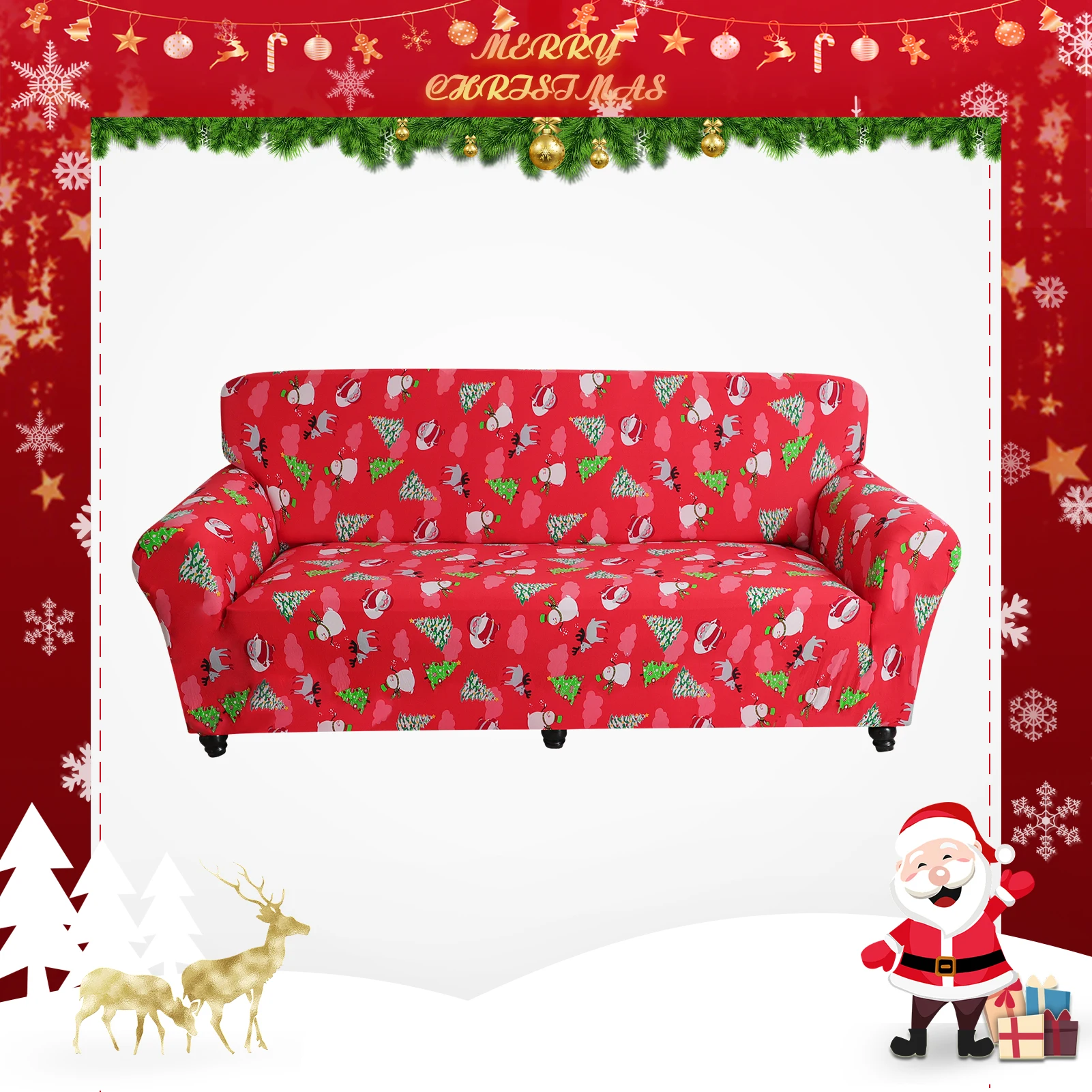 

Christma Sofa Cover Elastic for Living Room Corner Sofa L-shaped Sofa Slipcover for Halloween decoration