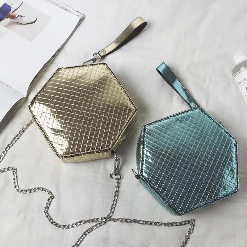 WEIXIER сумка женская Шестигранная форма сумки-мессенджеры Лазерная цепь на плечо