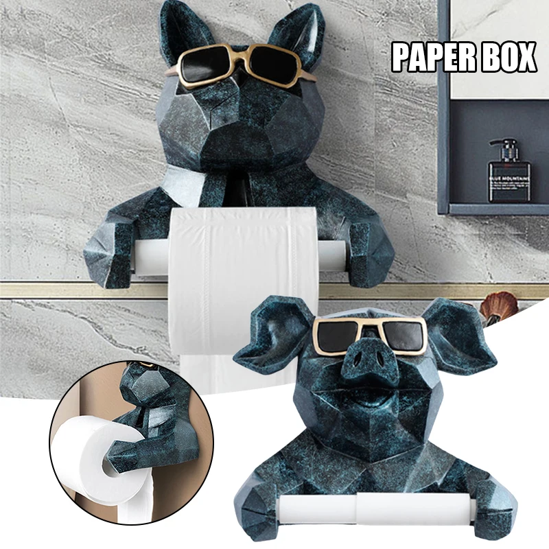 

Cartoon Toilet Paper Holder Wall Mounted Punch Free Tissue Stand Home Restaurant Indoor Art Craft Decor L66