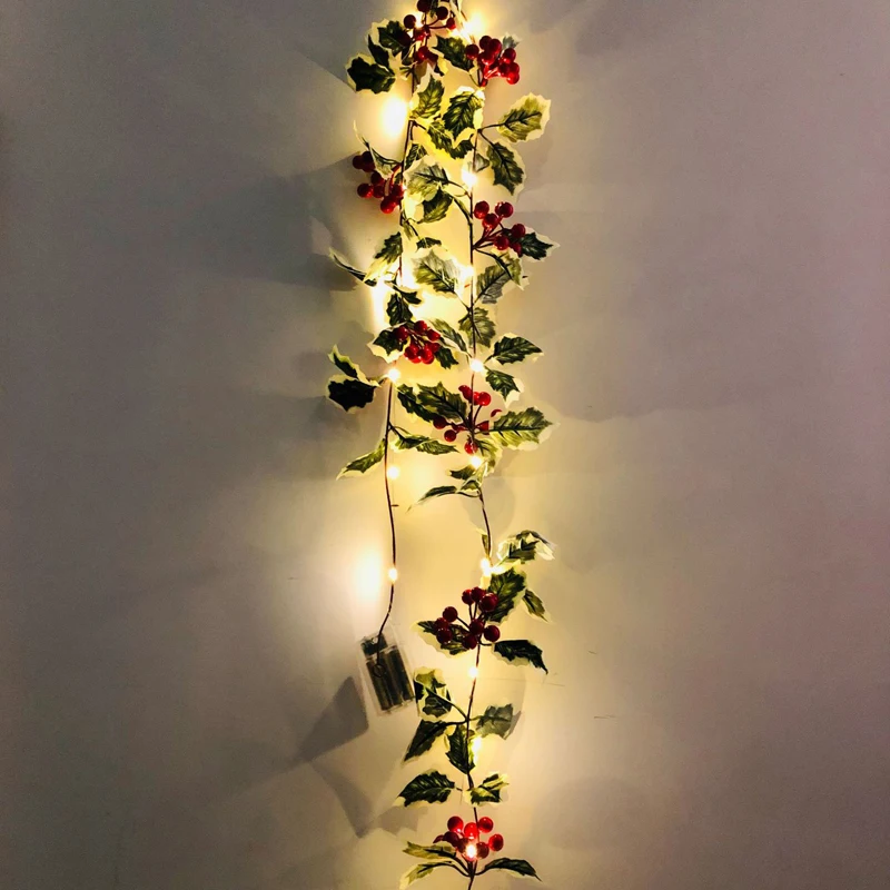 Christmas Thanksgiving String Lights LED Garland Rattan Fruits Copper Wire Light String Festival Gift Garden Home Decorations