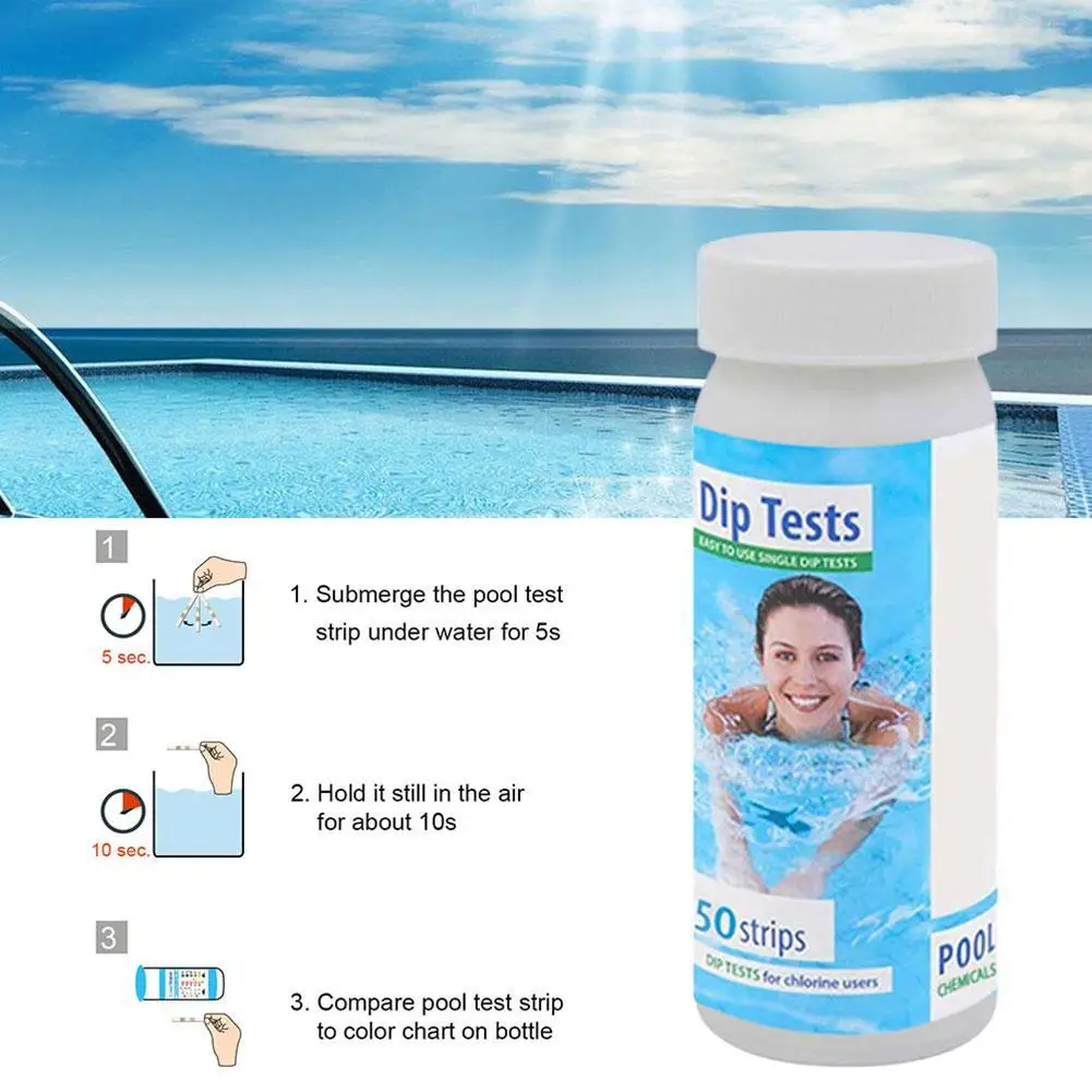 50 Pcs Tub Water Quality 3-In-1 Swimming Pool Test Paper Residual Chlorine PH Tester Alkalinity Hardness Tests | Дом и сад