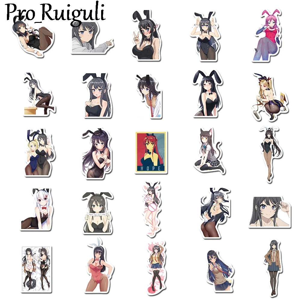 50pcs Cartoon Sexy Rabbit girls Stickers paster characters anime decals scrapbooking phone laptop waterproof decoration | Дом и сад