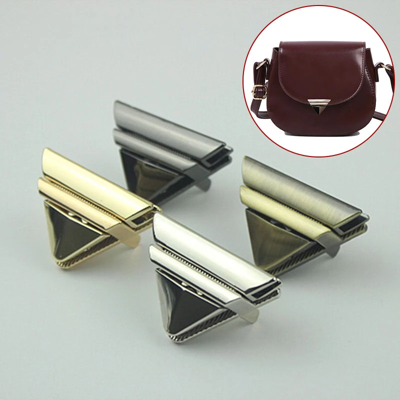 

1pcs Metal Triangle Press Lock DIY Handbag Bag Purse Hardware Luggage Mortise Lock Closure Bag Parts Accessories