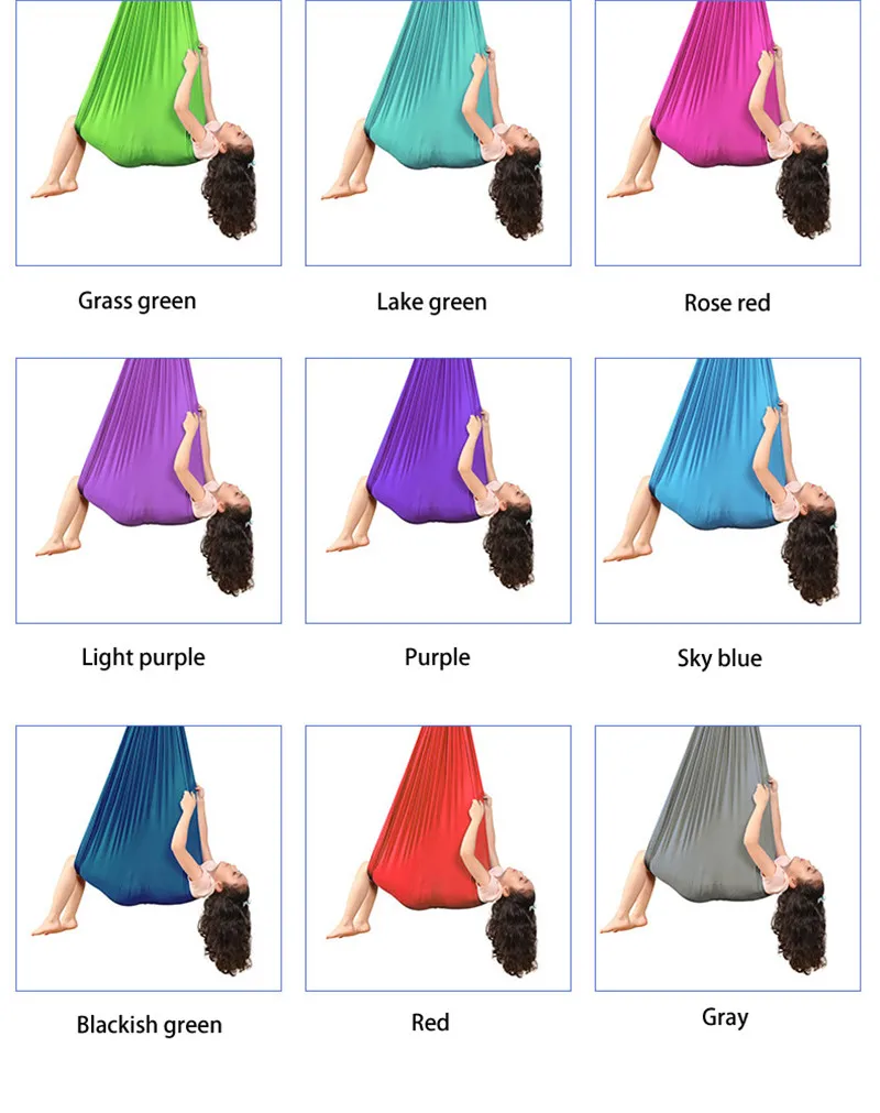

100*280cm Full Set Kids Home Hanging Swing Hammock Seat Outdoor Nylon Elastic Therapy Cuddle Wrap Aerial Durable Yoga Hammock